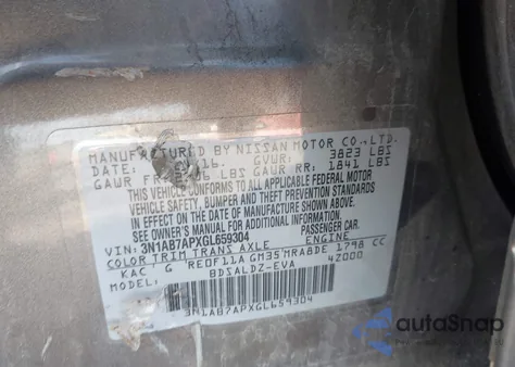 2016 Nissan Sentra Sv from USA, damaged, VIN 3N1AB7APXGL659304